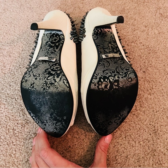 White Spike Studded Qupid Heels - Picture 3 of 5